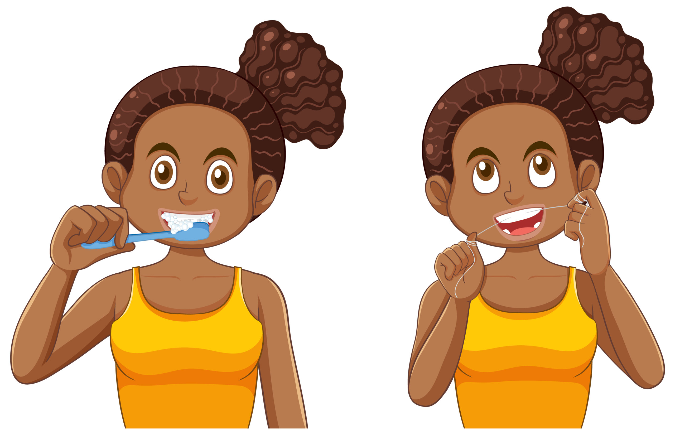 Young African American Girl with Dental Care illustration