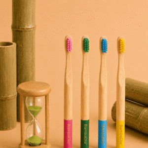 Pack de 4 brosses à dents en bambou pour enfant
