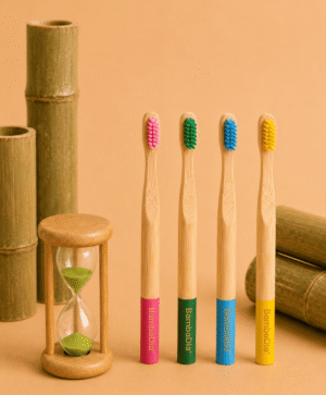 Pack de 4 brosses à dents en bambou pour enfant